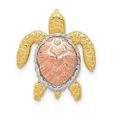 14K Two-Tone w/ White Rhodium Turtle Pendant Slide