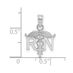 14K White Gold RN Registered Nurse Pendant