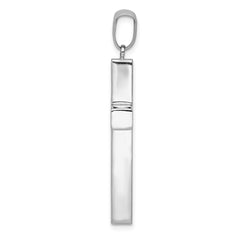 14k White Gold Polished Hollow Cross Pendant - 2