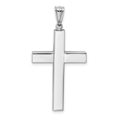 14k White Gold Polished Hollow Cross Pendant - 2