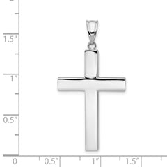 14k White Gold Polished Hollow Cross Pendant - 2