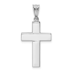 14k White Gold Polished Hollow Cross Pendant - 3