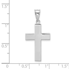 14k White Gold Polished Hollow Cross Pendant - 3