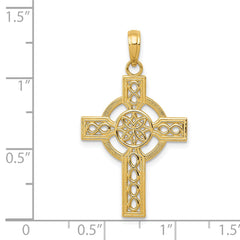 14k Diamond-cut Celtic Cross Pendant - 3