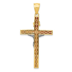 14k Two-tone INRI Hollow Crucifix Pendant - 6
