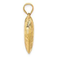 14K Polished Basket Weave Pattern 3-D Heart Pendant - 3