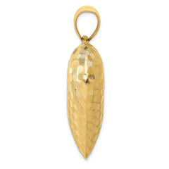 14K Polished Basket Weave Pattern 3-D Heart Pendant - 4