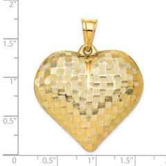 14K Polished Basket Weave Pattern 3-D Heart Pendant - 4