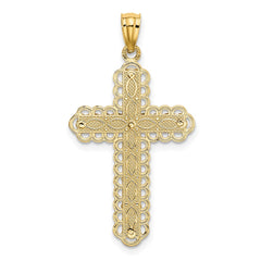 14K Two-tone Gold Polished 2 Level Cross Pendant