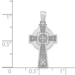 14k White Gold Celtic Cross Pendant - 3
