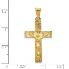 14k Polished Satin and D/C Crucifix Pendant - 10