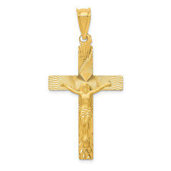 14k Polished Satin and D/C Crucifix Pendant - 2