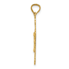 14k Polished Satin and D/C Crucifix Pendant - 4
