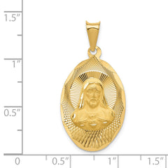 14K Polished D/C Sagrado Corazon Oval Pendant - 4