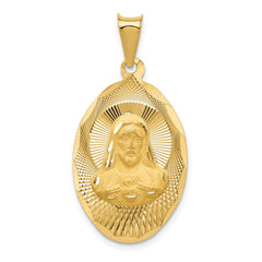 14K Polished D/C Sagrado Corazon Oval Pendant - 4