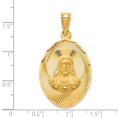 14K Polished D/C Sagrado Corazon Oval Pendant - 5