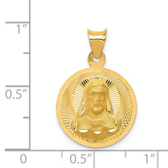 14K Polished D/C Sagrado Corazon Circle Pendant - 3