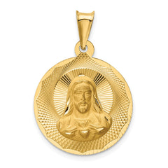 14K Polished D/C Sagrado Corazon Circle Pendant - 5