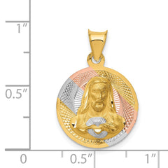 14K w/Rose and White Rhodium D/C Sagrado Corazon Pendant - 2