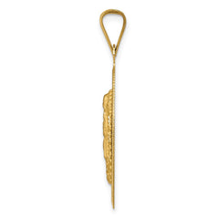 14K Polished D/C Lady Of Guadalupe Oval Pendant