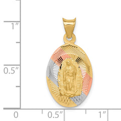 14K w/Rhodium D/C Lady Of Guadalupe Oval Pendant - 2