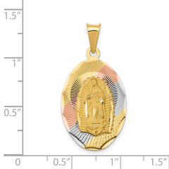 14K w/Rhodium D/C Lady Of Guadalupe Oval Pendant - 3