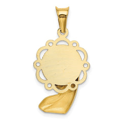 14K w/Rhodium Satin And Polished Mary Pendant