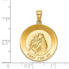 14k Saint Anthony Large Round Medal Pendant