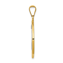 14k With Rhodium Circle St. Benedict Medal Pendant - 3