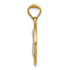 14k With Rhodium Circle St. Benedict Medal Pendant - 4