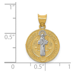 14k With Rhodium Circle St. Benedict Medal Pendant - 4