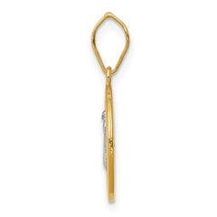 14k With Rhodium Circle St. Benedict Medal Pendant