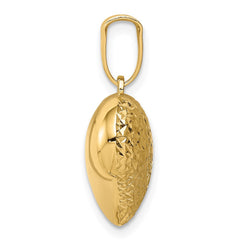 14K Polished and Textured 3-D Heart Pendant - 2
