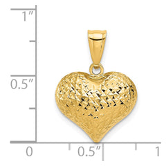 14K Polished and Textured 3-D Heart Pendant - 2