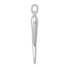 14k White Gold 3D Italian Horn Charm - 2