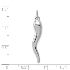 14k White Gold 3D Italian Horn Charm - 2