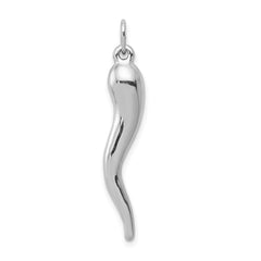 14k White Gold 3D Italian Horn Charm - 2