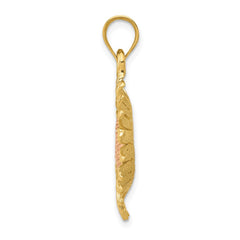 14k Two-tone Polished Sunflower Pendant
