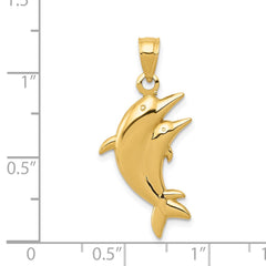 14k Dolphin Pair Pendant - 2