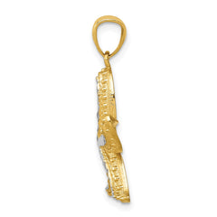14k with White Rhodium Diamond-cut Starfish Pendant - 2