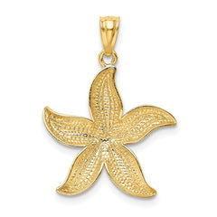 14k with White Rhodium Diamond-cut Starfish Pendant - 2