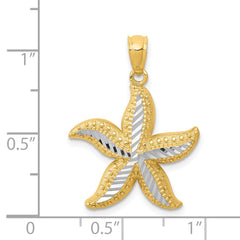 14k with White Rhodium Diamond-cut Starfish Pendant - 2