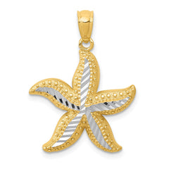 14k with White Rhodium Diamond-cut Starfish Pendant - 2