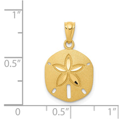 14k Satin Diamond-cut Sand Dollar Pendant - 2