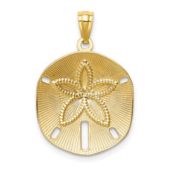 14k Satin Diamond-cut Sand Dollar Pendant - 3