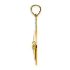 14k Diamond-cut Polished Compass Pendant - 2