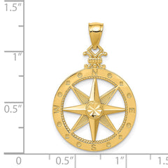 14k Diamond-cut Polished Compass Pendant - 2
