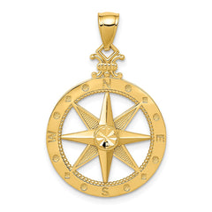 14k Diamond-cut Polished Compass Pendant - 2
