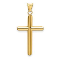 14k Polished Tube Cross Pendant - 8