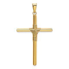 14K Polished w/Center Wrap Tube Cross Pendant - 3